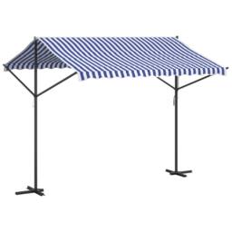 Berkfield Home Free Standing Awning Blue & White 300x300 cm Fabric & Steel - thumbnail 5