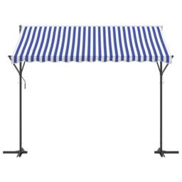 Berkfield Home Free Standing Awning Blue & White 300x300 cm Fabric & Steel - thumbnail 3