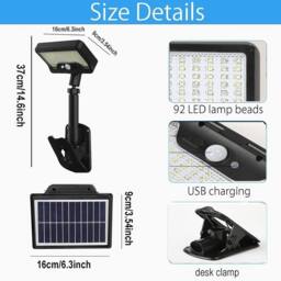 Havendro 2PCS Clip on Solar Light Outdoor LED Waterproof Motion Sensor in Black - thumbnail 2