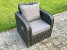 Fimous 8 Seater Rattan Garden Furniture Set Reclining Chair Lounge 3 Seater Sofa Set Rectangular Dining Table in Dark Grey - thumbnail 3
