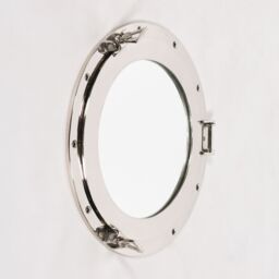 Glasstone Large Polished Port Hole Mirror in Silver - thumbnail 1