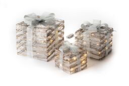 Christmas Village LED Festive Christmas Gift Box Set in Silver - thumbnail 1