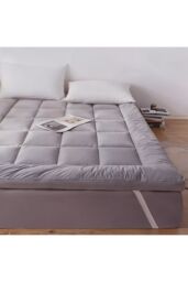 Living and Home 10cm Comfortable Quilted Mattress Topper in Grey - Size: Super King