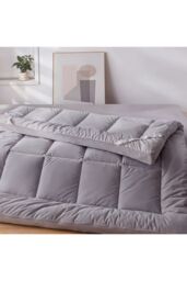Living and Home 10cm Comfortable Quilted Mattress Topper in Grey - Size: Super King - thumbnail 7