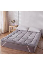 Living and Home 10cm Comfortable Quilted Mattress Topper in Grey - Size: Super King - thumbnail 3