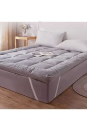 Living and Home 10cm Comfortable Quilted Mattress Topper in Grey - Size: Super King - thumbnail 4