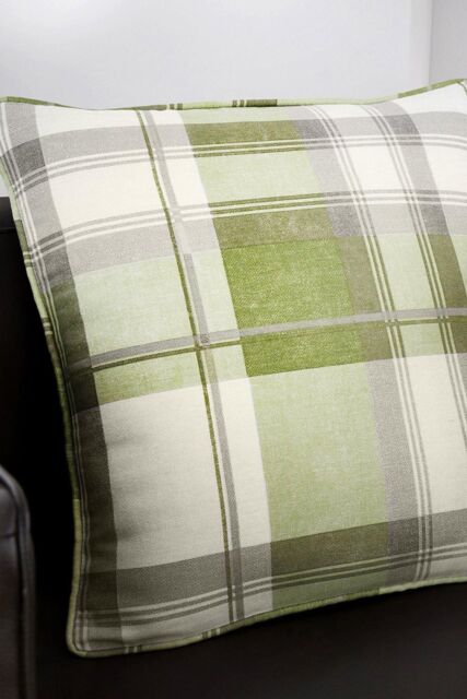 Fusion 'Balmoral Tartan' Warm Woven Check 100% Cotton Filled Cushion in Green - Size: 43 cm x 43 cm - image 1