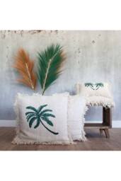 KDMD Linen Cushion Cover 45x45cm Palm Tree with Fringe in Beige - Size: 45x45 cm - thumbnail 4