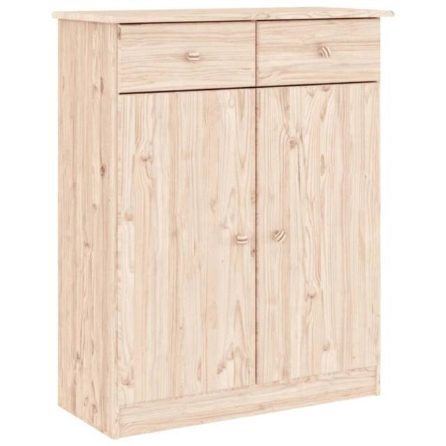 Berkfield Home Shoe Cabinet ALTA 77x35x96 cm Solid Wood Pine in Light Oak - Size: 77 x 35 x 96 cm - image 1