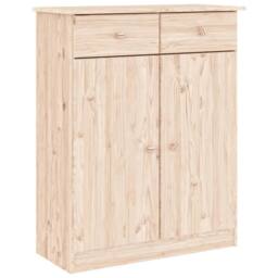 Berkfield Home Shoe Cabinet ALTA 77x35x96 cm Solid Wood Pine in Light Oak - Size: 77 x 35 x 96 cm