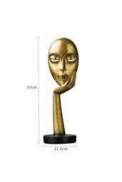 Living and Home 11.5cm Dia x 37cm H Abstract Art Resin Mask Ornaments Meditation Sculpture in Gold - Size: 11.5 cm Dia x 37 cm H - thumbnail 6