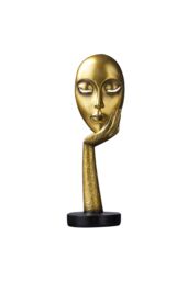 Living and Home 11.5cm Dia x 37cm H Abstract Art Resin Mask Ornaments Meditation Sculpture in Gold - Size: 11.5 cm Dia x 37 cm H - thumbnail 5