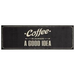 Berkfield Home Kitchen Rug Washable Coffee Text 60x180 cm Velvet in Black - thumbnail 2