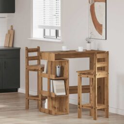 Berkfield Home Bar Table with Storage Rack Artisan Oak 100x48x101.5 cm in Brown - thumbnail 3