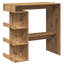 Berkfield Home Bar Table with Storage Rack Artisan Oak 100x48x101.5 cm in Brown - thumbnail 2