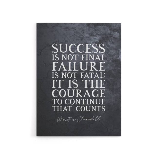 "Artery8 Winston Churchill Slate Quote Canvas Wall Art Print in Grey - Size: W18"" x H24""" - image 1