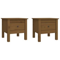 Berkfield Home Side Tables 2 pcs Honey Brown 40x40x39 cm Solid Wood Pine - Size: 40 x 40 x 39 cm - thumbnail 2