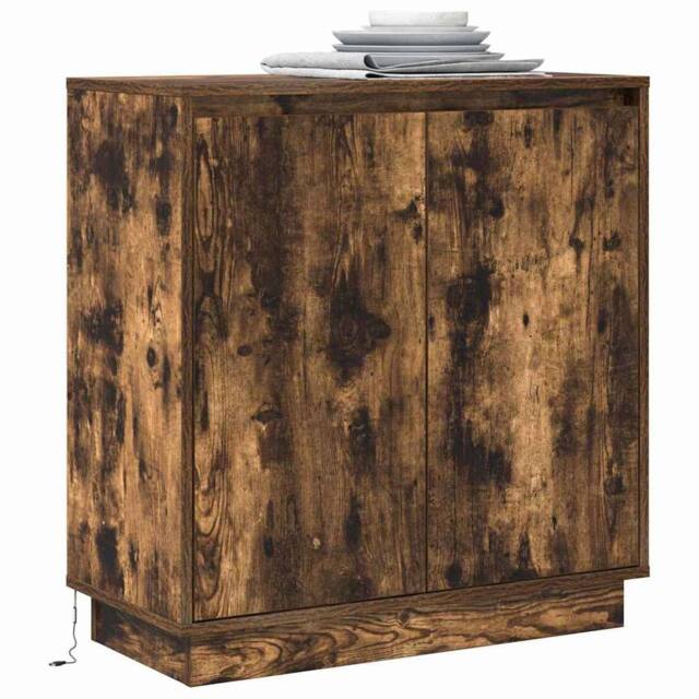 Berkfield Home Sideboard with LED, Smoked Oak, 71x34.5x75 cm, Engineered Wood in Brown - Size: 71x34.5x75 cm - image 1