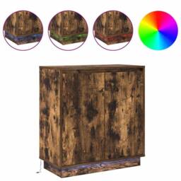 Berkfield Home Sideboard with LED, Smoked Oak, 71x34.5x75 cm, Engineered Wood in Brown - Size: 71x34.5x75 cm - thumbnail 4