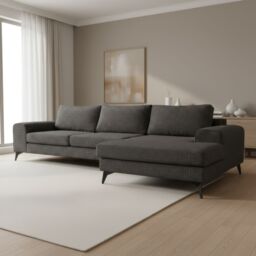 Abakus Direct Venice Corner Right Sofa with Deep Seats & Extra-wide Padded Arms in Charcoal - thumbnail 5