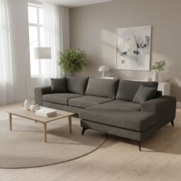 Abakus Direct Venice Corner Right Sofa with Deep Seats & Extra-wide Padded Arms in Charcoal - thumbnail 4