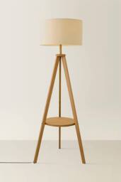 ValueLights Morrigan Rich Wood Tripod Floor Lamp with Drum Lamp Shade in Natural - thumbnail 3