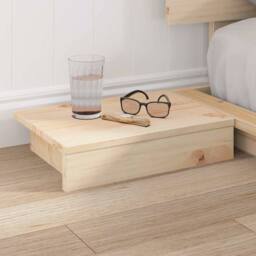 Berkfield Home Sturdy Floor Bed Frame with Bedside Tables 120x200cm Solid Wood in Natural - Size: 120x200 cm - thumbnail 4