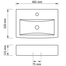 Berkfield Home Elegant Ceramic Bathroom Sink Basin Faucet/Overflow Hole Black Re - thumbnail 6