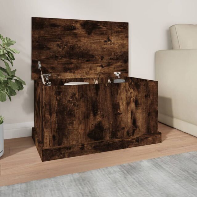 Berkfield Home Storage Box Smoked Oak 70x40x38 cm Engineered Wood in Brown - Size: 70 x 40 x 38 cm - image 1