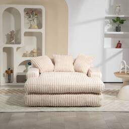 Matteo Oversized Chaise Lounge Sofa Upholstered Couch Sofa Bed Sleeper Chair in Beige - thumbnail 6