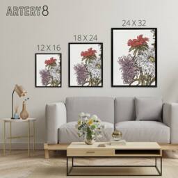 "Artery8 Chrysanthemums Flower Painting Framed Canvas Wall Art Print Julie Graag in White - Size: W12"" x H16""" - thumbnail 4