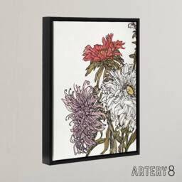"Artery8 Chrysanthemums Flower Painting Framed Canvas Wall Art Print Julie Graag in White - Size: W12"" x H16""" - thumbnail 2