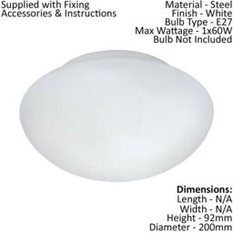 Loops Wall Flush Ceiling Light Colour White Shade White Glass Opal Matt Bulb E27 1x60W - thumbnail 2