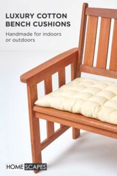 Homescapes Garden Bench Cushion Luxury 3 Seater Cotton Indoor Outdoor Pad, 143 x 48cm in Cream - Size: 143 x 48 cm - thumbnail 2