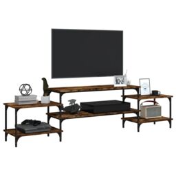 Berkfield Home TV Cabinet Smoked Oak 197x35x52 cm Engineered Wood in Brown - Size: 197 x 35 x 52 cm - thumbnail 4