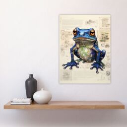 Artery8 Wall Art Print Frog Robot Hybrid Secret Military Schematic Blue Futuristic Complex Arcane Manuscript Gift For Him Man Cave Poster - thumbnail 4