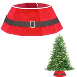 Shatchi 26.8Inch Christmas Tree Skirt Foldable Velvet Xmas Tree Stand Base Cover Collar Trunk Basket Ring for Tree Decorations in Red - Size: 1 Pack