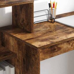 Berkfield Home Writing Desk Smoked oak Particle board Medium Writing Desk in Brown - thumbnail 4