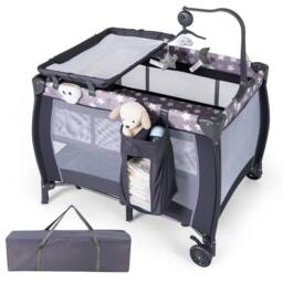 Costway 3 in 1 Baby Activity Center Foldable Playpen w/ Diaper Changing Table in Grey