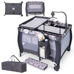 Costway 3 in 1 Baby Activity Center Foldable Playpen w/ Diaper Changing Table in Grey - thumbnail 9