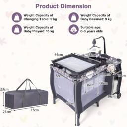 Costway 3 in 1 Baby Activity Center Foldable Playpen w/ Diaper Changing Table in Grey - thumbnail 3
