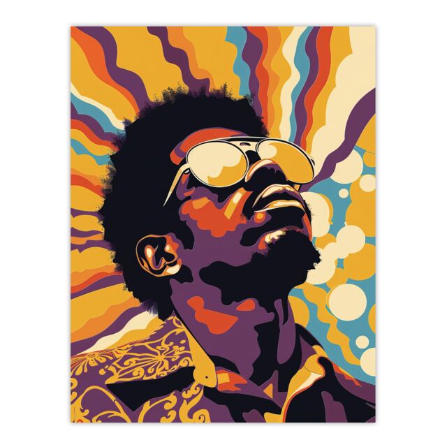 "Artery8 Funk Soul Music Man Portrait Retro Style Wall Art Print - Size: W24"" x H32""" - image 1