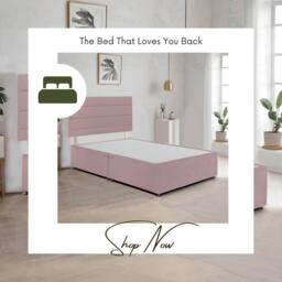 "Bed Time UK Plush Divan Bed Frame with 20"" Horizontal Headboard & 2 Drawers in Pink - Size: Small Double" - thumbnail 3
