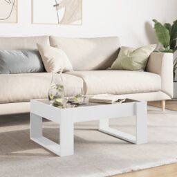 Berkfield Home Coffee Table with Infinity LED White 70x53x30 cm - Size: 70 x 53 x 30 cm - thumbnail 4