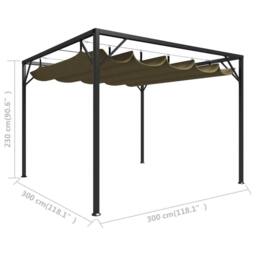 Berkfield Home Suitable Garden Gazebo with Retractable Roof 3x3 m Taupe 180 g/m ² - thumbnail 8