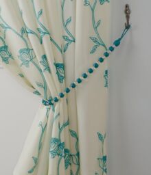 Luxury Living Elegant Luxury Beaded Curtain Tieback Pair - Handcrafted Decorative Holdbacks for Drapes & Curtains in Teal - thumbnail 2