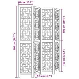 Berkfield Home Room Divider 4 Panels Brown Solid Wood Paulownia in Light Tan - thumbnail 8