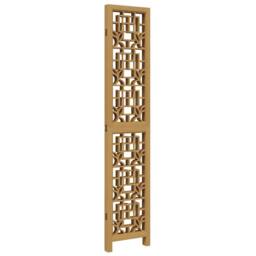 Berkfield Home Room Divider 4 Panels Brown Solid Wood Paulownia in Light Tan - thumbnail 5