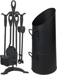 simpa Coal Hod & 5 Piece Companion Set in Black - thumbnail 1