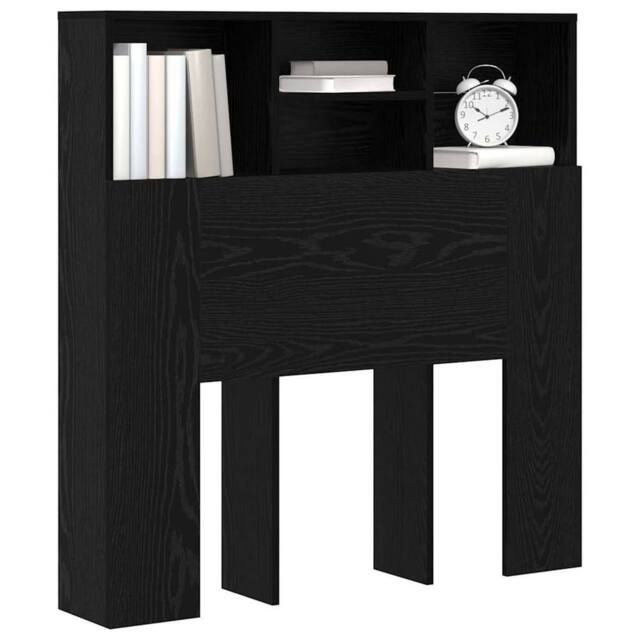 Berkfield Home Headboard Cabinet Black oak 100 x 19 x 103.5 cm Engineered wood - image 1